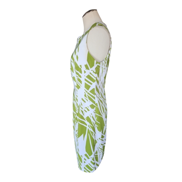 Ronni Nicole Green White Paint Splatter Sleeveless Sheath Dress 10 - Picture 5 of 8